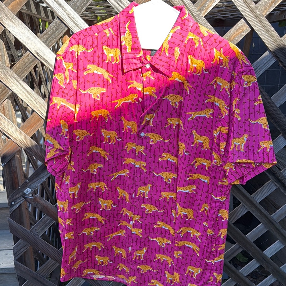 Vintage Animal Print Shirt - Pink and Yellow